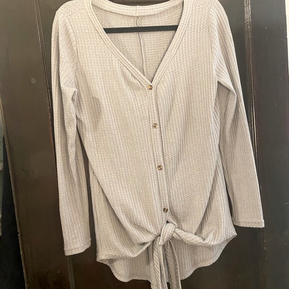 Tops - Gray Amazon Waffle Knit Long Sleeve